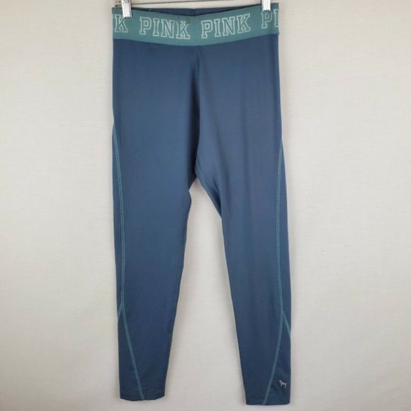 PINK Victoria's Secret Leggings Ultimate High Waist Logo Wide Band Blue SZ SMALL - Picture 2 of 13